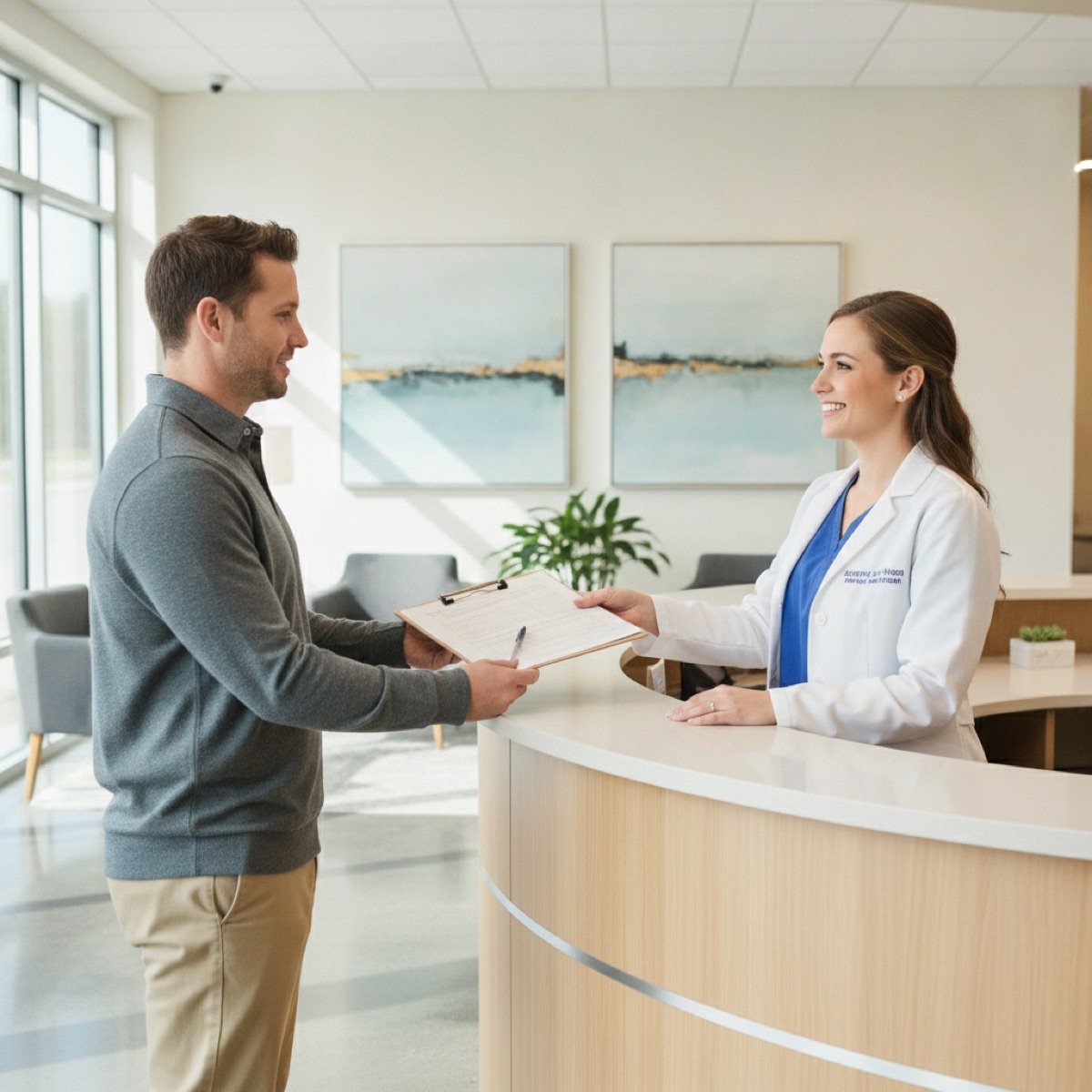 Patient checking in for a non-DOT workplace drug test at a Westmont walk-in clinic
