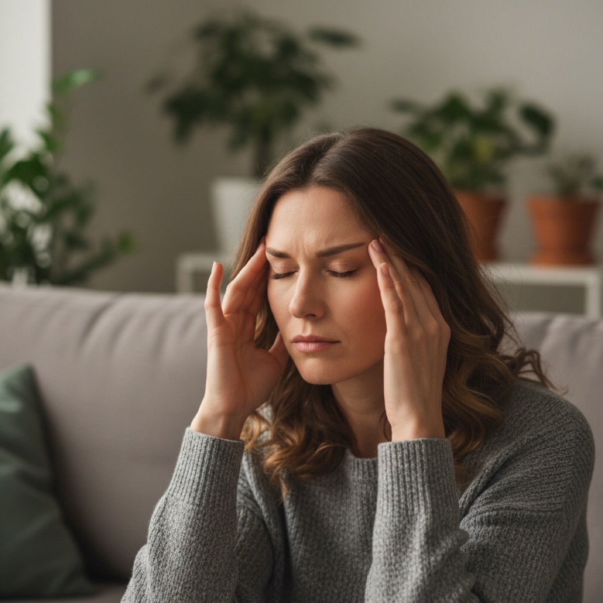 Adult experiencing severe facial pain and headache from a worsening sinus infection