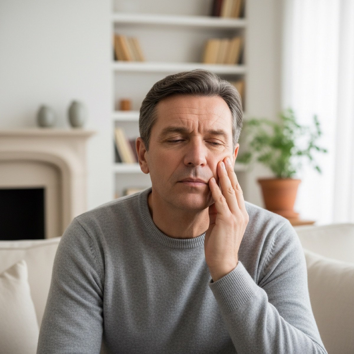 Man with sinus congestion wondering whether his infection is viral or bacterial